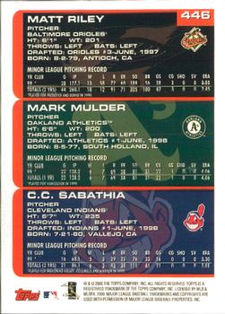 2000 Topps #446 Riley/Mulder/Sabathia PROS Home Team Advantage PSA 10