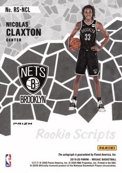 2019-20 Panini Mosaic #RS-NCL Nicolas Claxton Rookie Scripts PSA 10