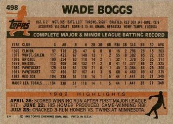 1983 Topps #498 Wade Boggs