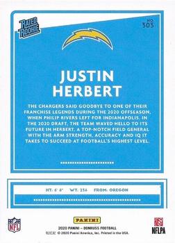 2020 Donruss #303 Justin Herbert PSA 9