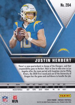 2020 Panini Mosaic #204 Justin Herbert PSA 10