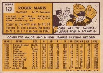 1963 Topps #120 Roger Maris PSA 5