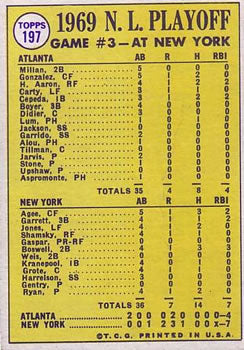 1970 Topps #197 N.L Playoff Game 3 - Ryan Saves the Day!