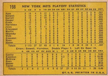 1970 Topps #198 Mets Celebrate: We're Number One!