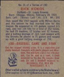 1949 Bowman #31 Dick Kokos BGS 4.5
