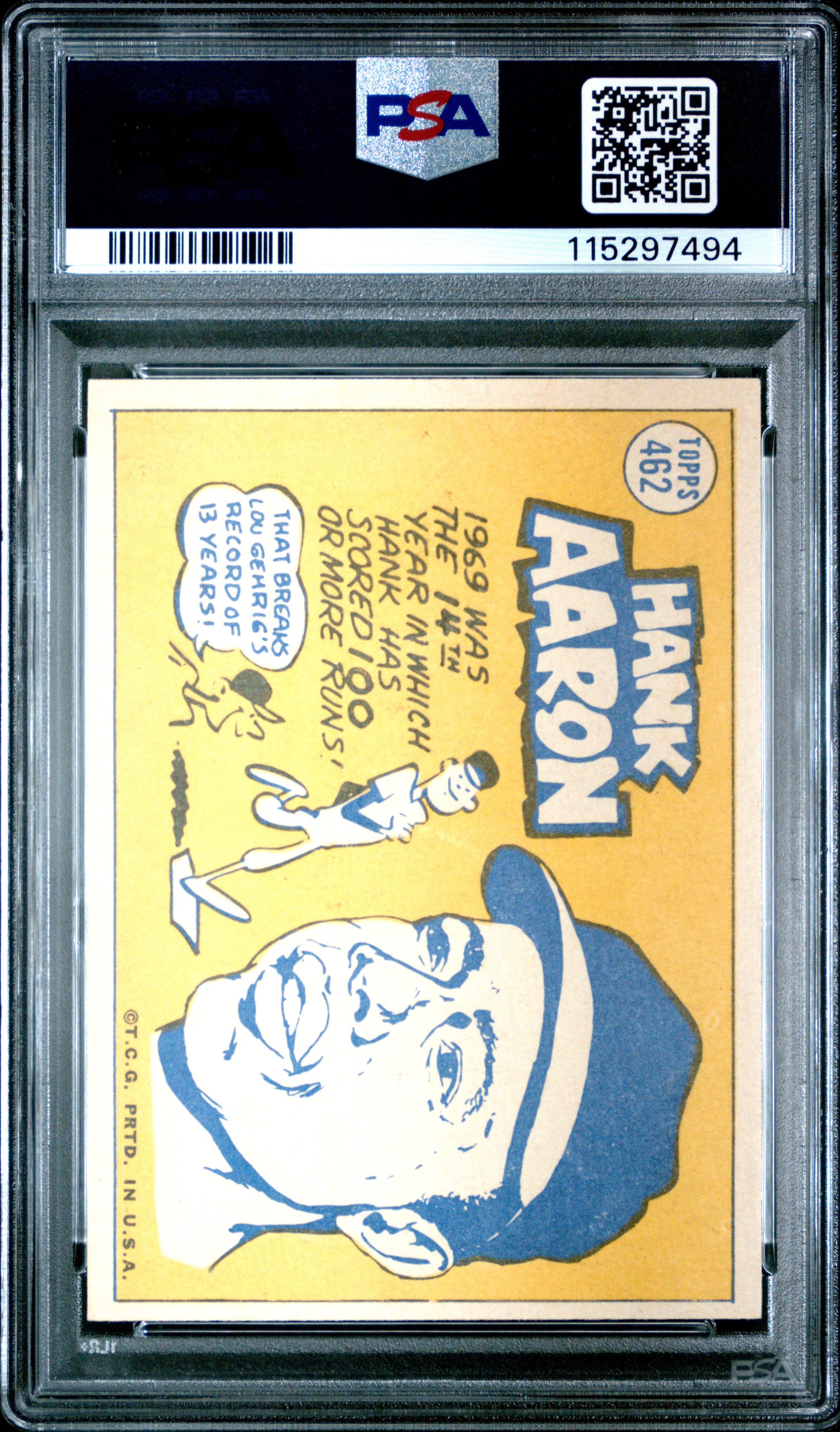 1970 Topps #462 Hank Aaron PSA 6