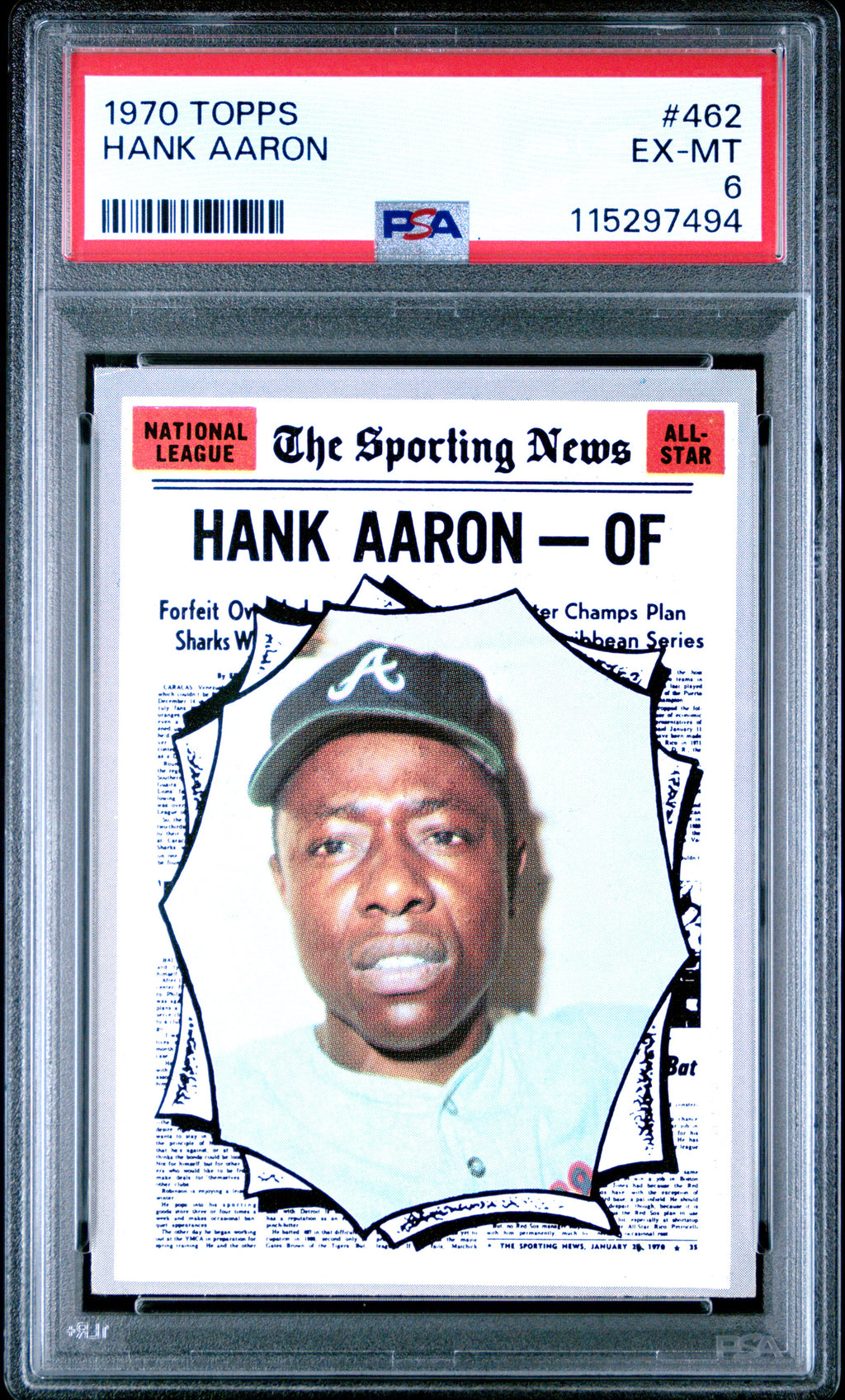 1970 Topps #462 Hank Aaron PSA 6