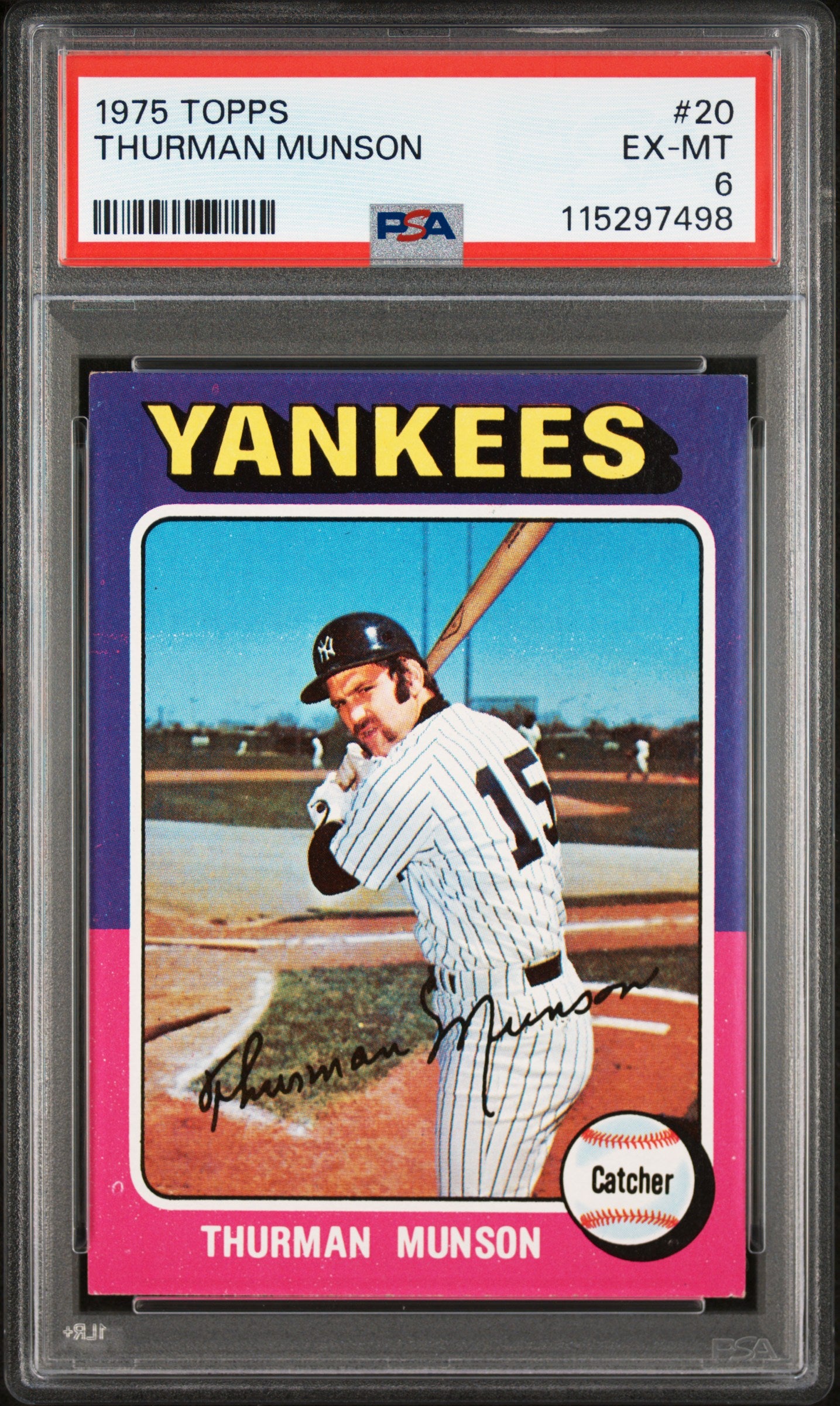 1975 Topps #20 Thurman Munson PSA 6
