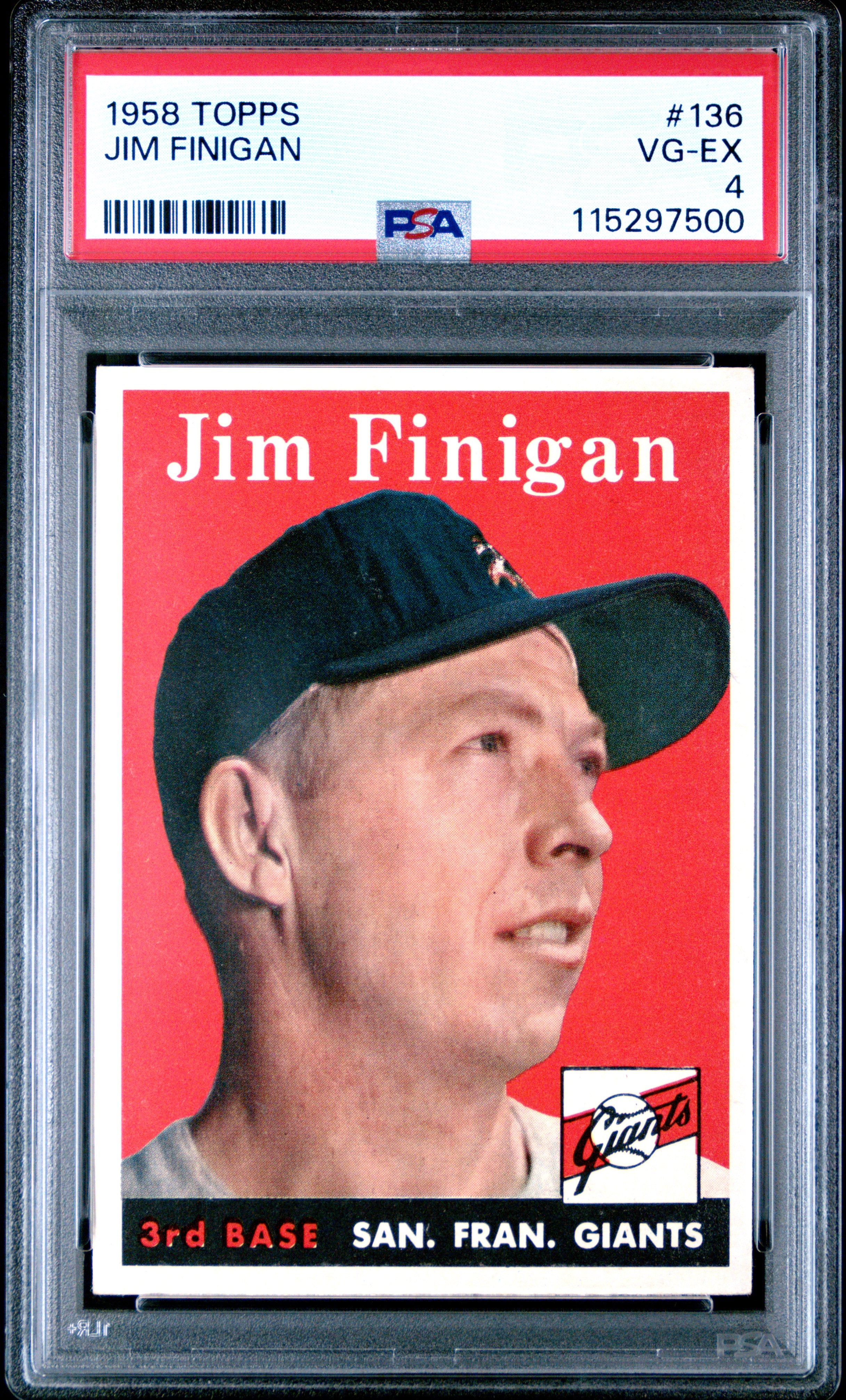 1958 Topps #136 Jim Finigan PSA 4