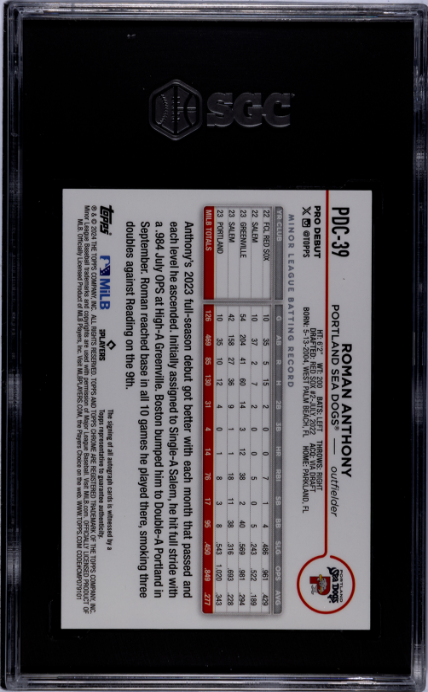 2024 Topps Pro Debut #PDC-39 Roman Anthony Chrome Auto. Refractor SGC 9