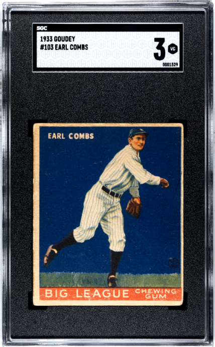1933 Goudey #103 Earl Combs SGC 3