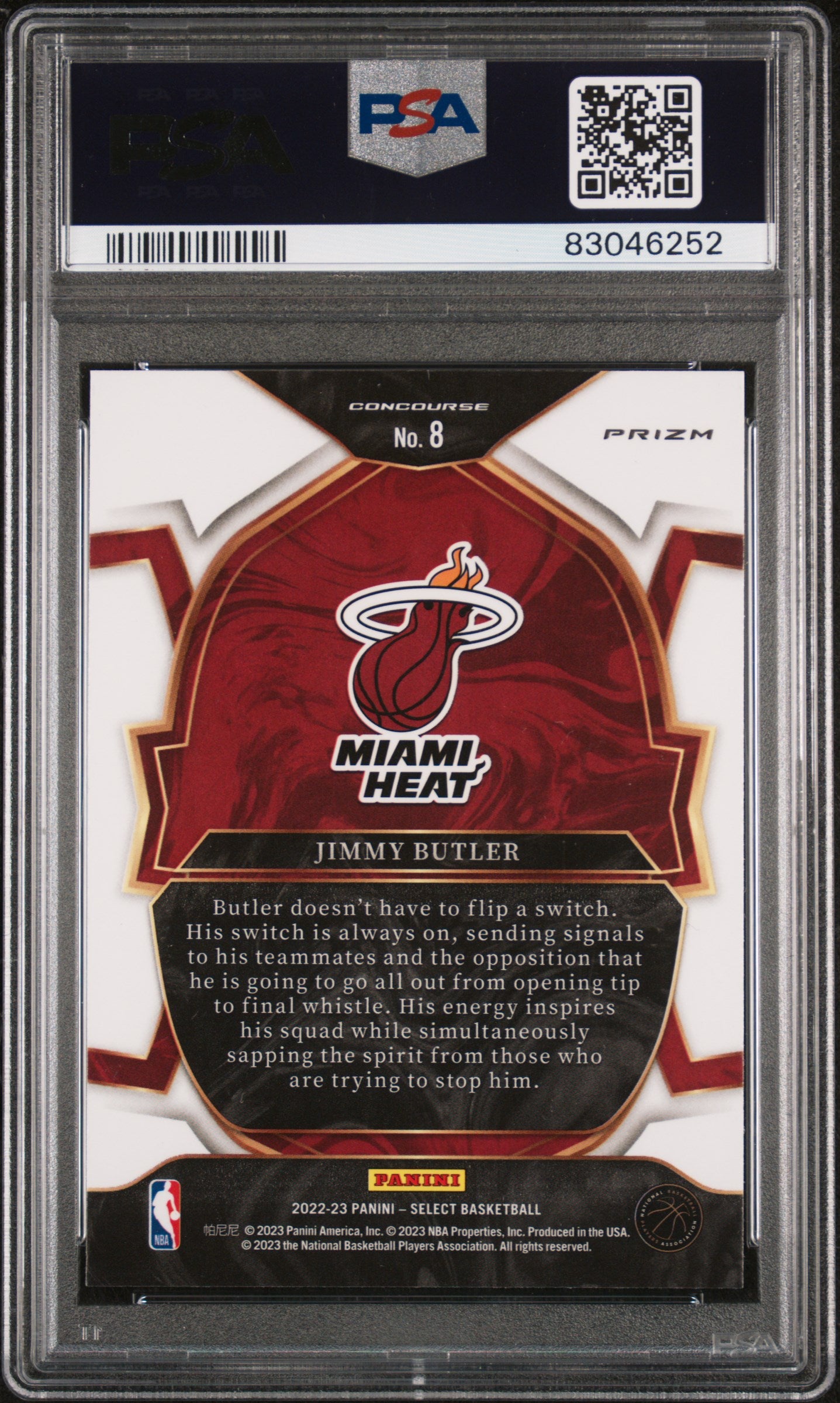 2022 Panini Select #8 Jimmy Butler Zebra PSA 10