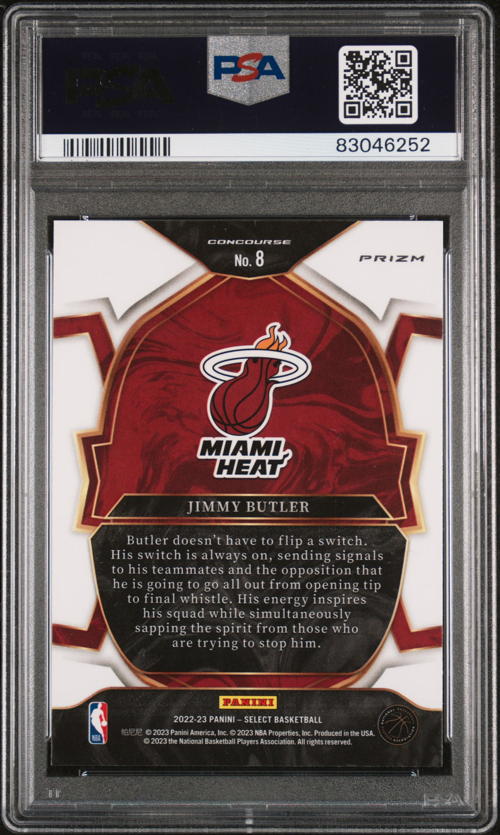 2022 Panini Select #8 Jimmy Butler Zebra PSA 10