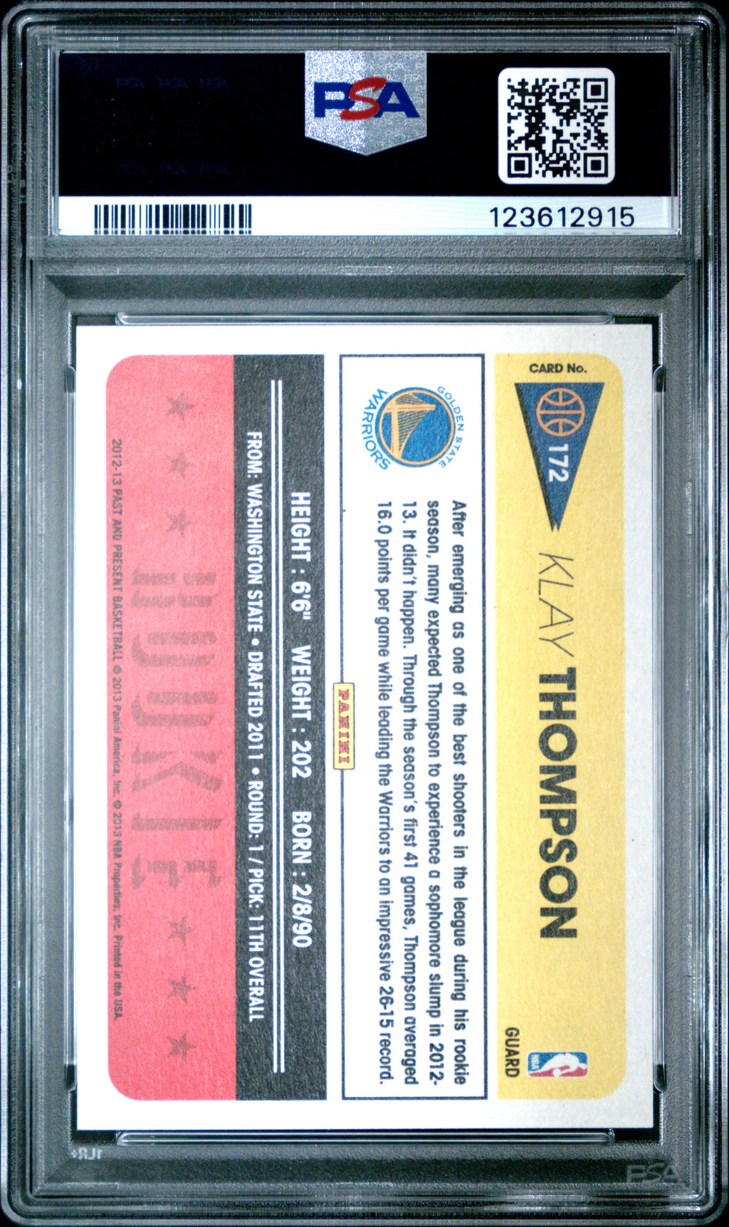 2012 Panini Past & Present #172 Klay Thompson PSA 10