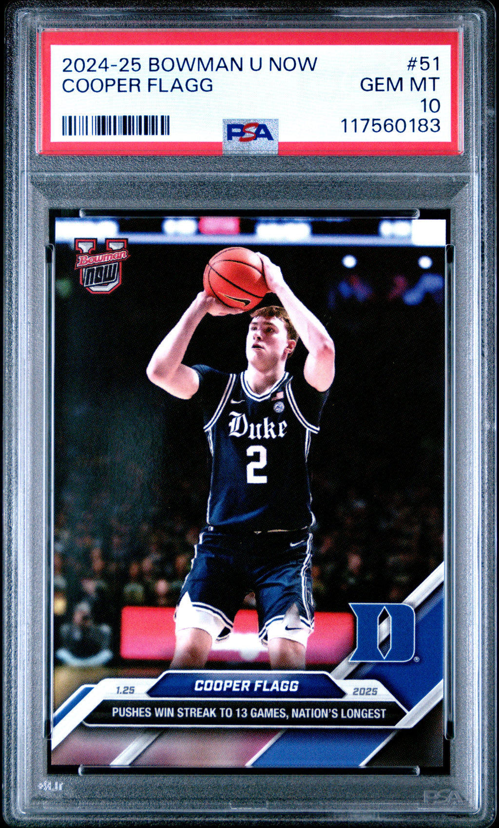 2024 Bowman U Now #51 Cooper Flagg PSA 10