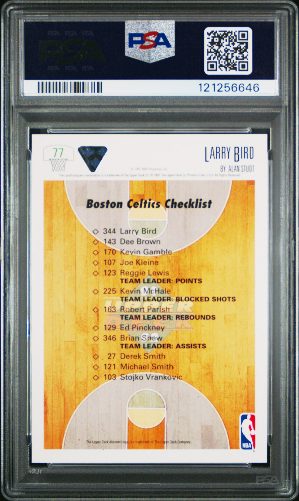 1991 Upper Deck #77 Larry Bird Celtics Checklist PSA 9