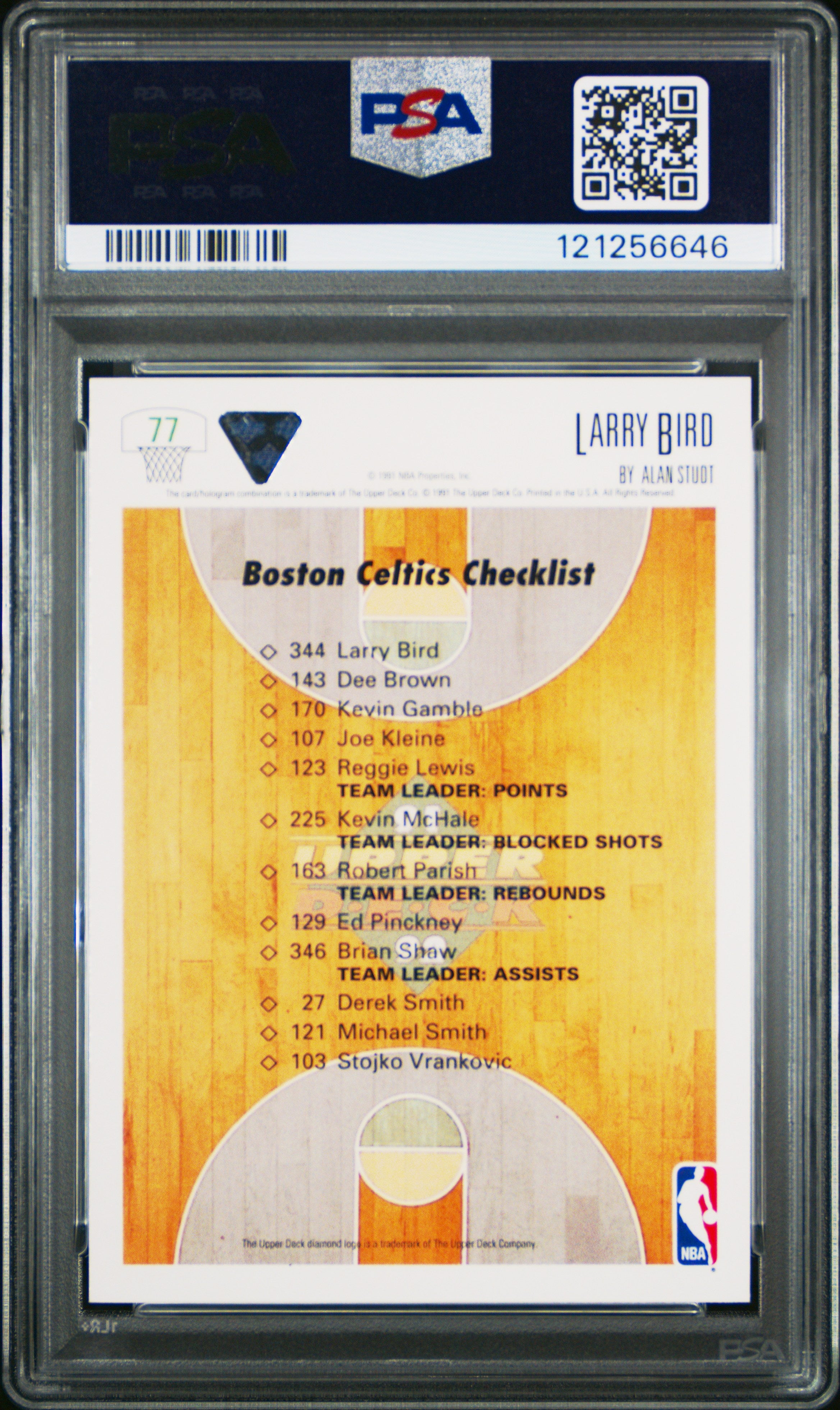 1991 Upper Deck #77 Larry Bird Celtics Checklist PSA 9