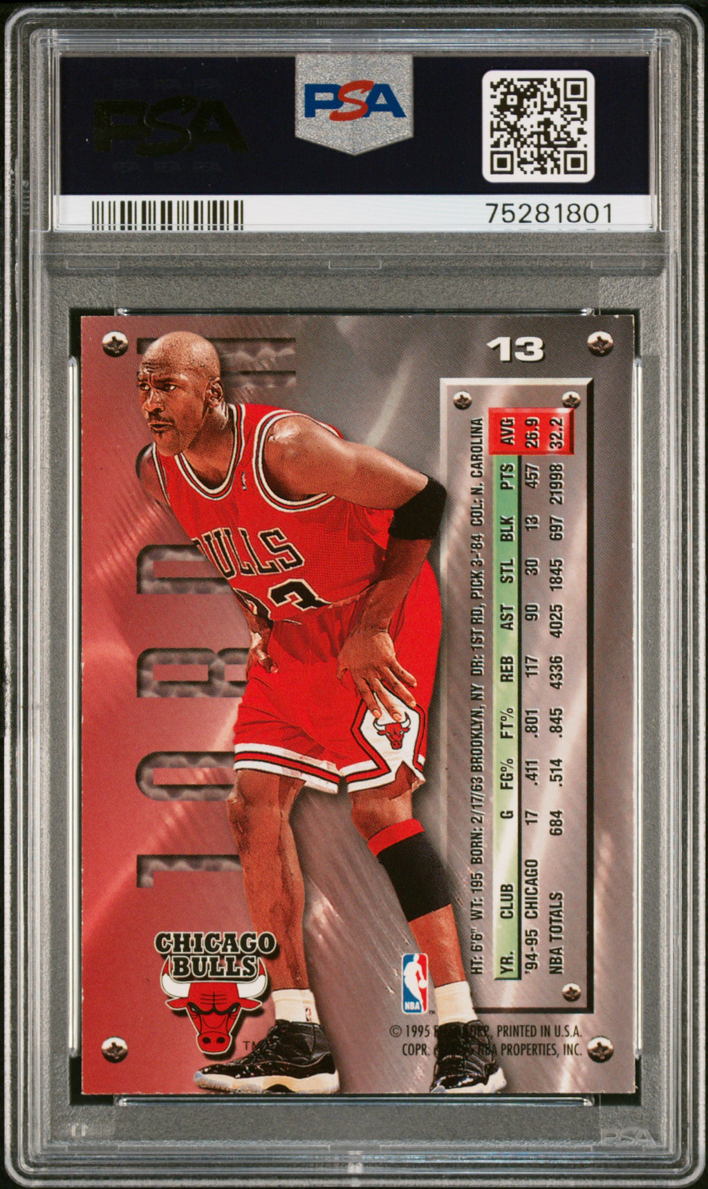 1995 Metal #13 Michael Jordan PSA 8