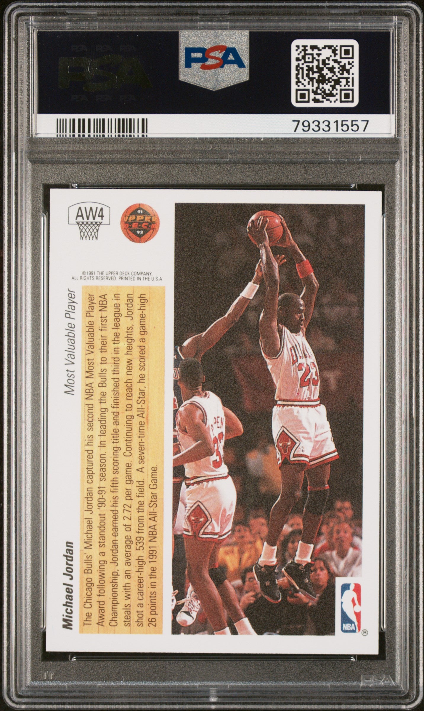1991 Upper Deck Award Winner Hologram #AW4 Michael Jordan Holograms PSA 8