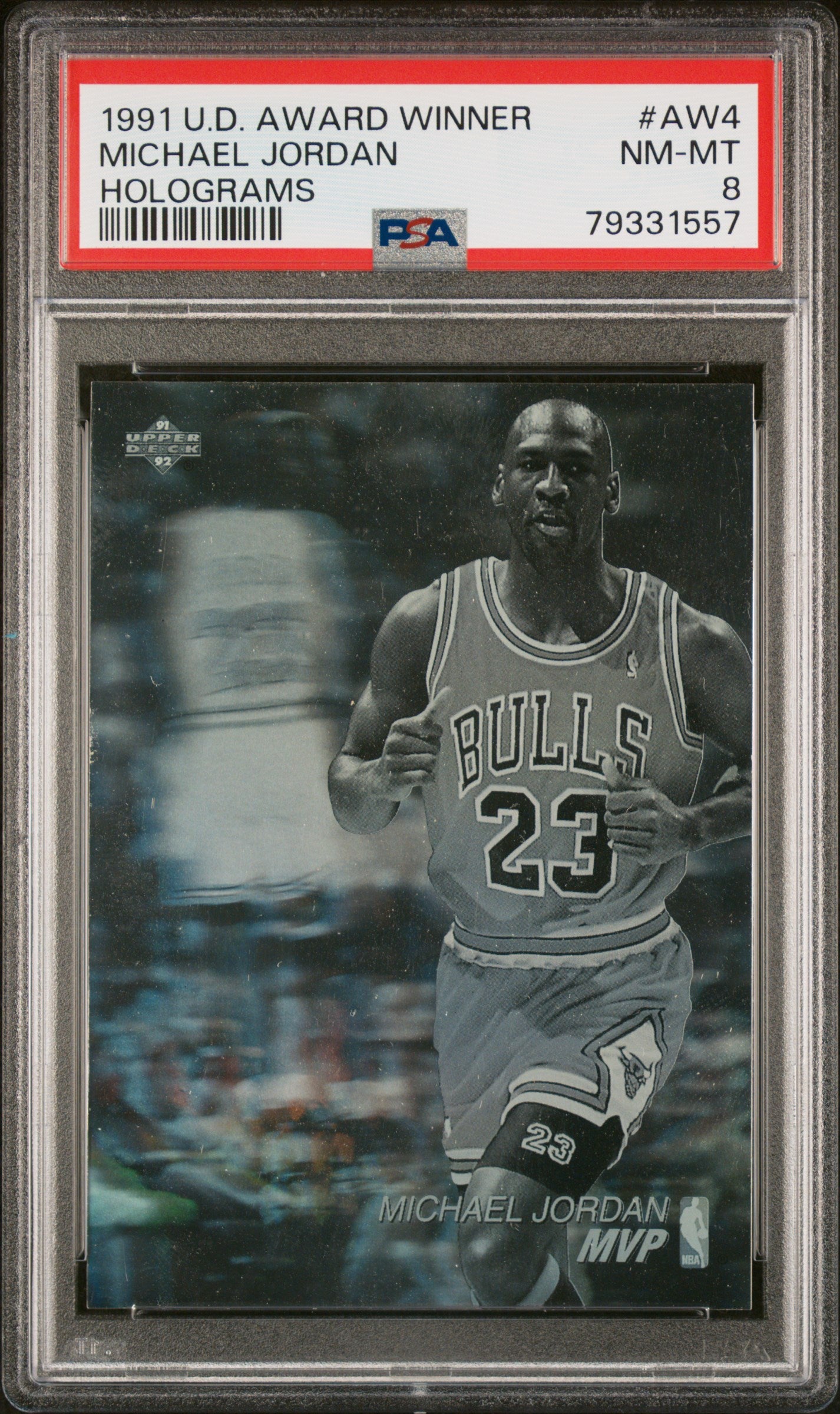 1991 Upper Deck Award Winner Hologram #AW4 Michael Jordan Holograms PSA 8