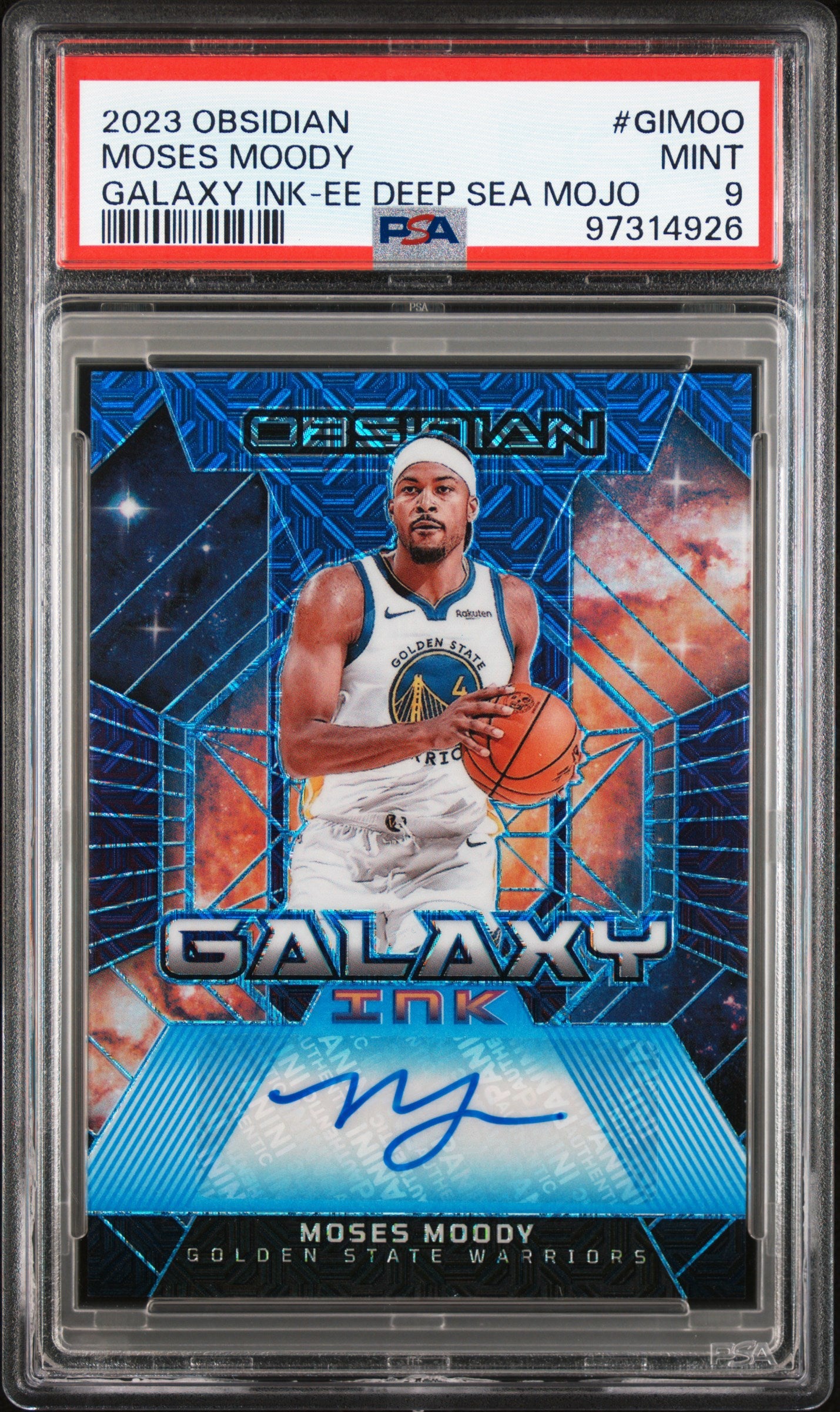 2023 Panini Obsidian Galaxy Ink Moses Moody Galaxy Ink-Ee Deep Sea Mojo PSA 9