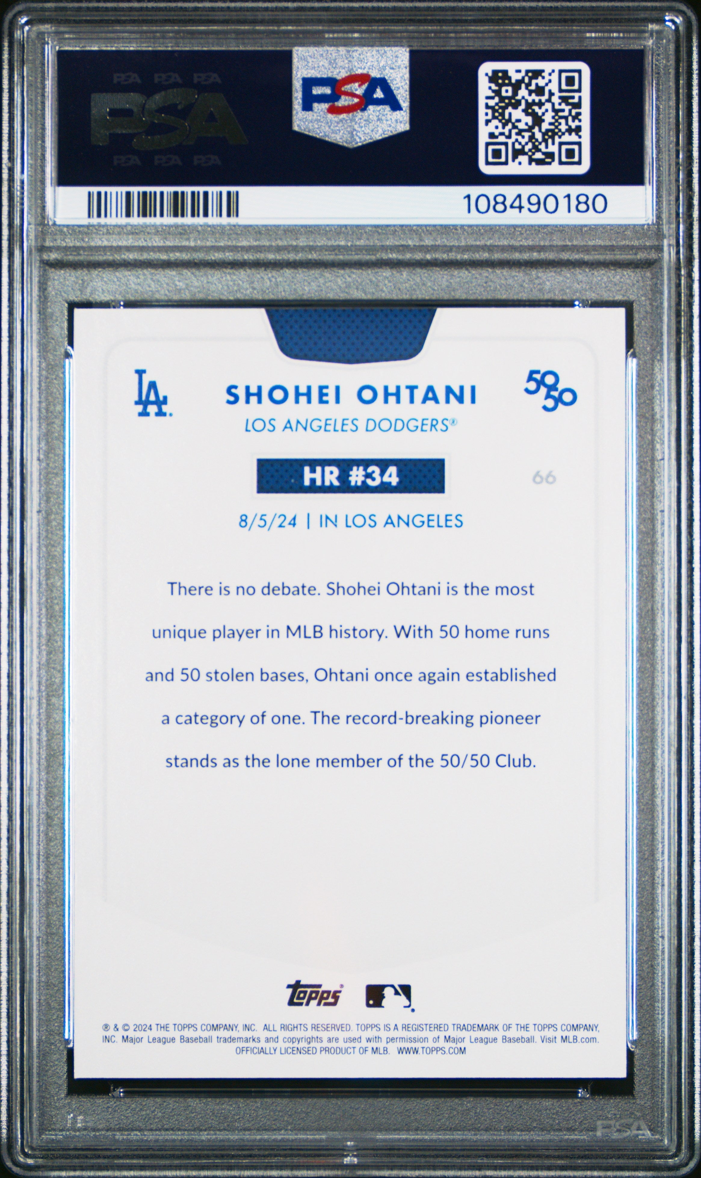 2024 Topps 50/50 Shohei Ohtani #66 Shohei Ohtani PSA 10