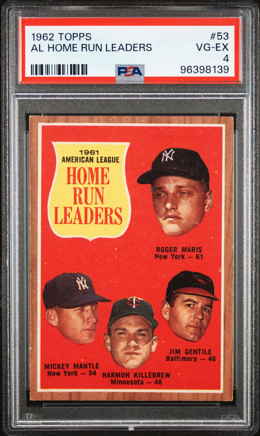 1962 Topps #53 Al Home Run Leaders PSA 4