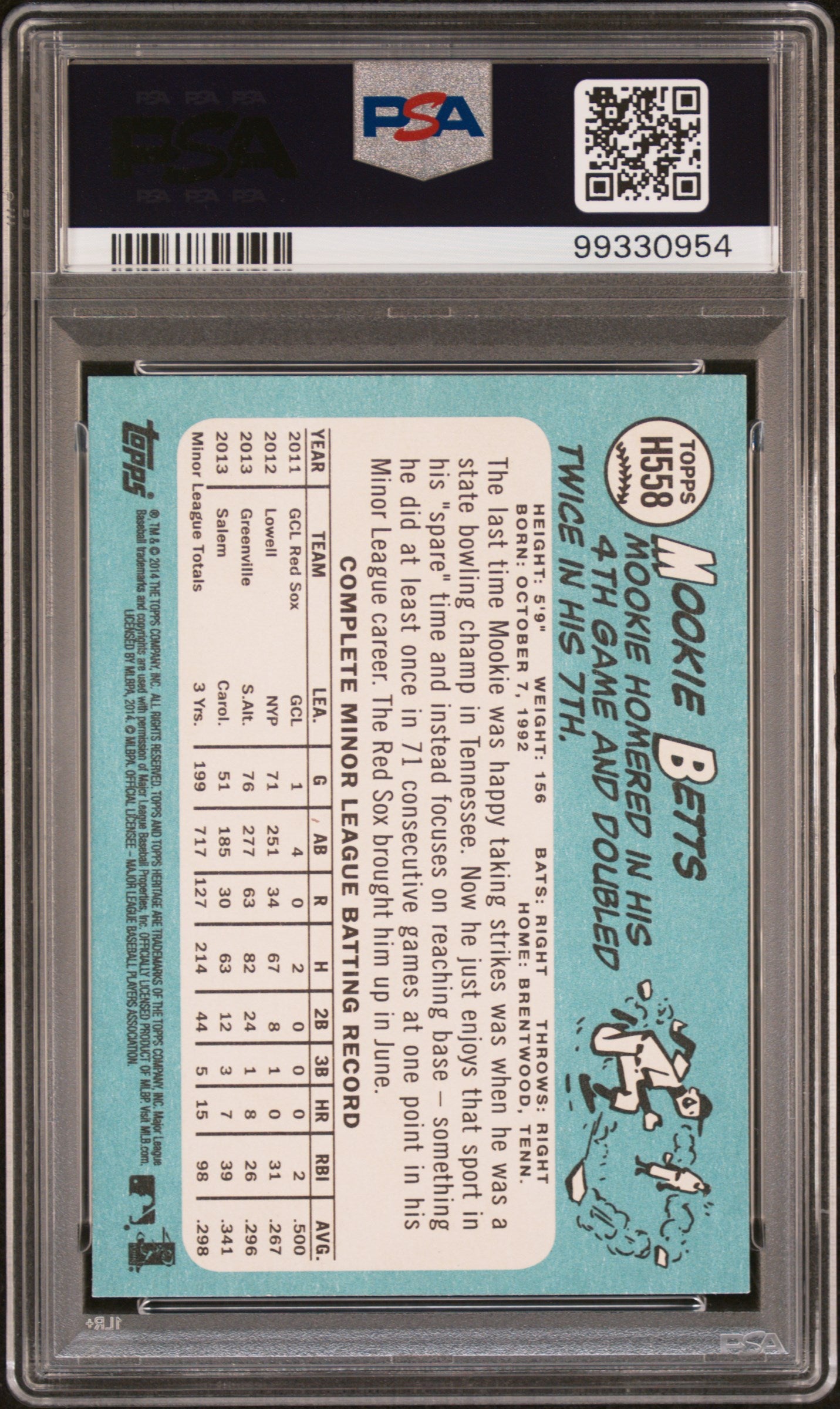 2014 Topps Heritage #H558 Mookie Betts PSA 9