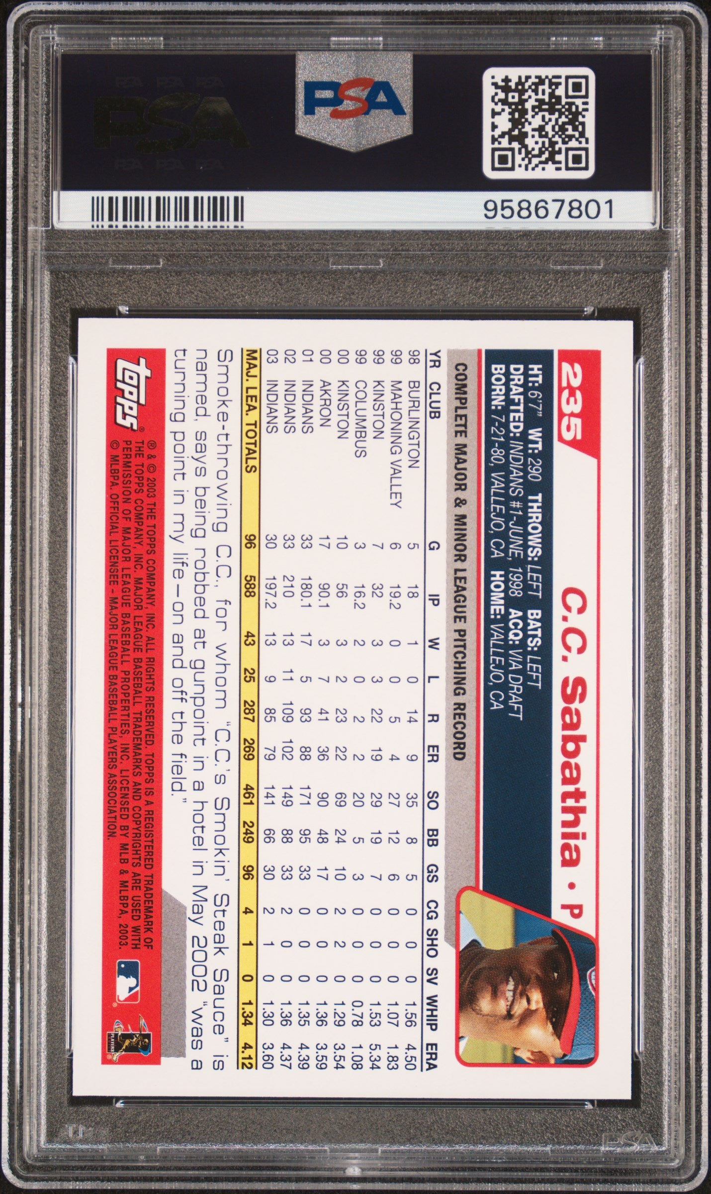 2004 Topps #235 C.C. Sabathia PSA 10