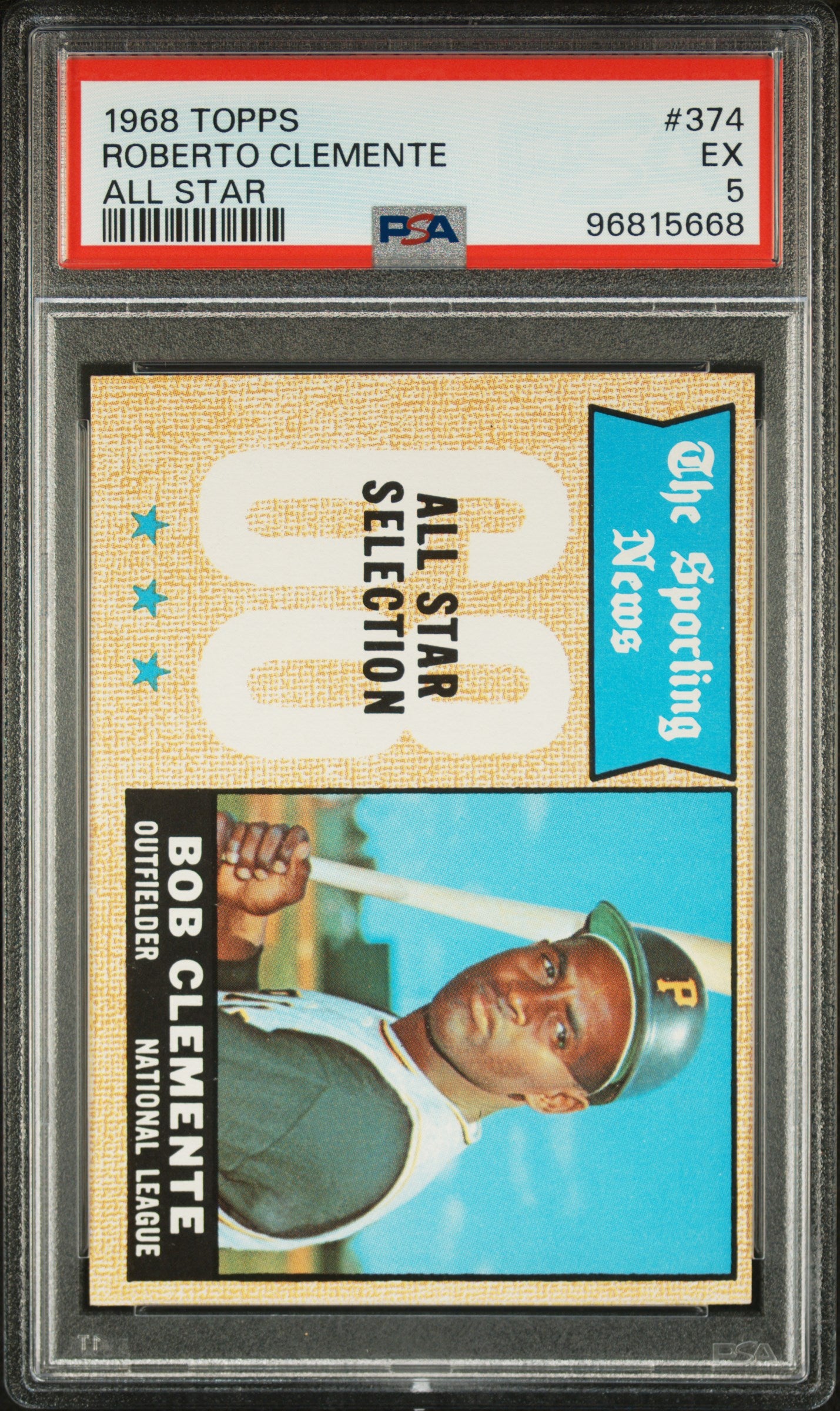 1968 Topps #374 Roberto Clemente All Star PSA 5