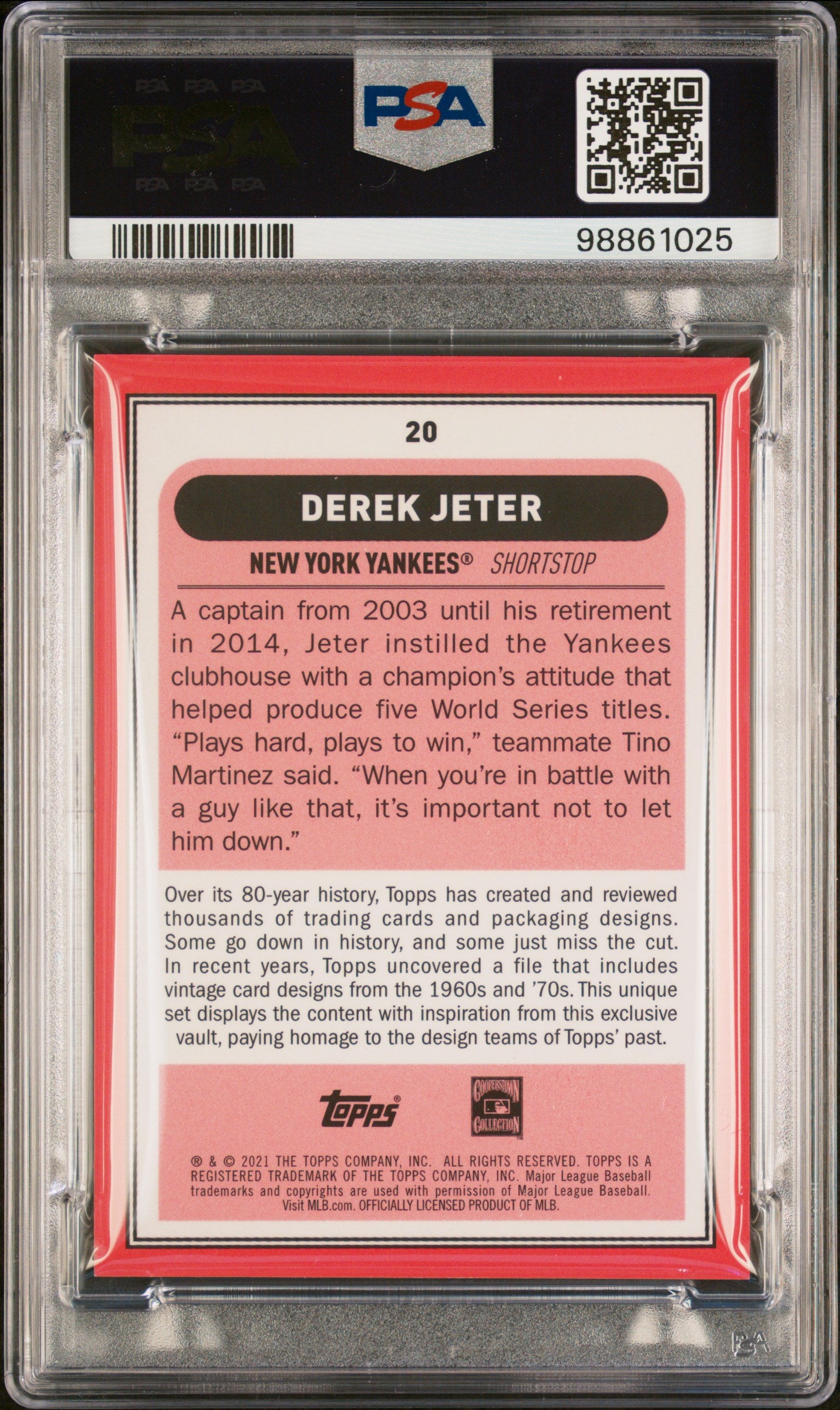 2021 Topps Brooklyn Collection #20 Derek Jeter Gold PSA 9