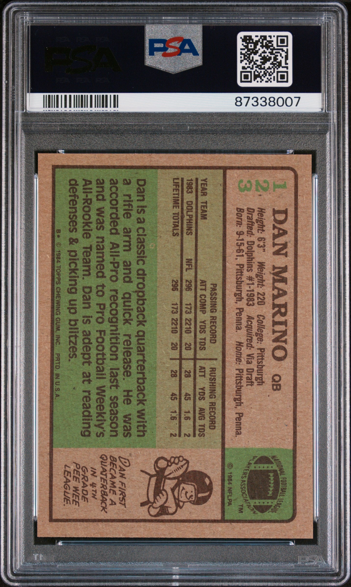 1984 Topps #123 Dan Marino PSA 9