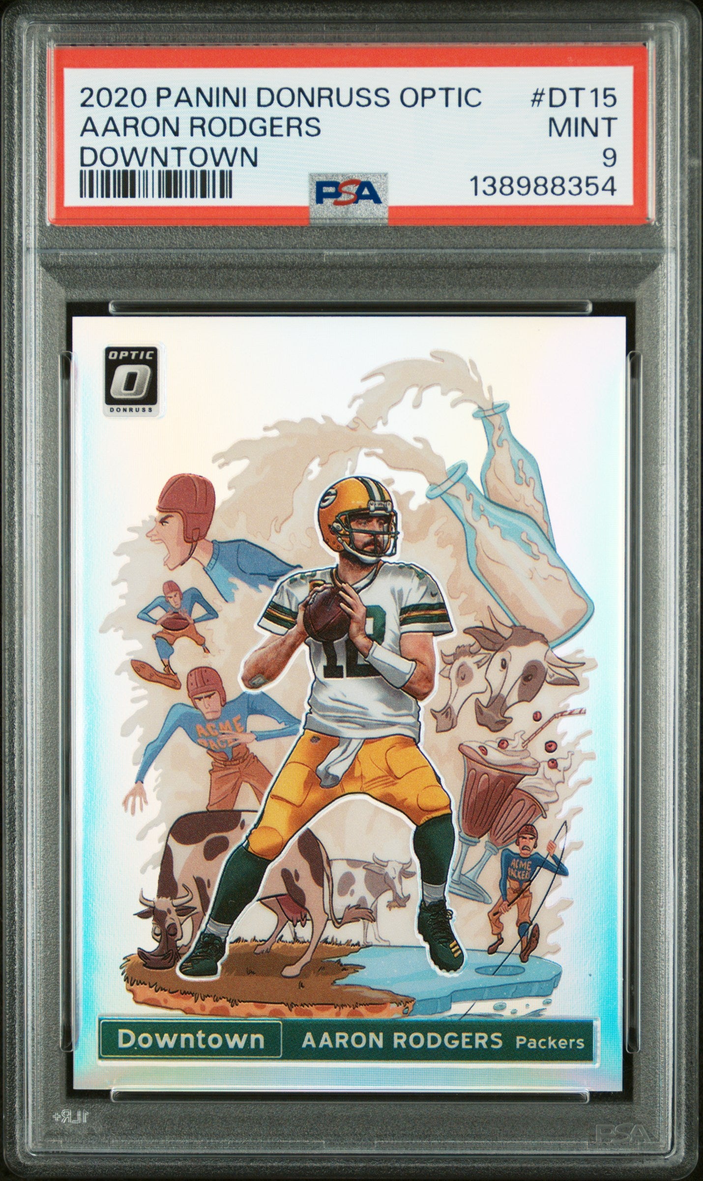 2020 Panini Donruss Optic Downtown #DT15 Aaron Rodgers Downtown PSA 9