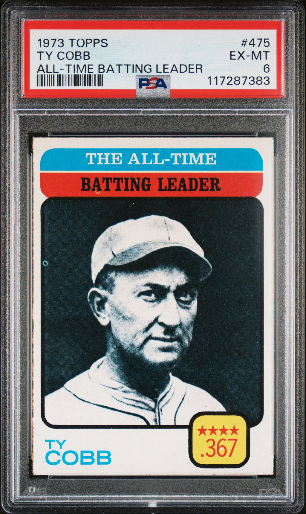 1973 Topps #475 Ty Cobb All-Time Batting Leader PSA 6