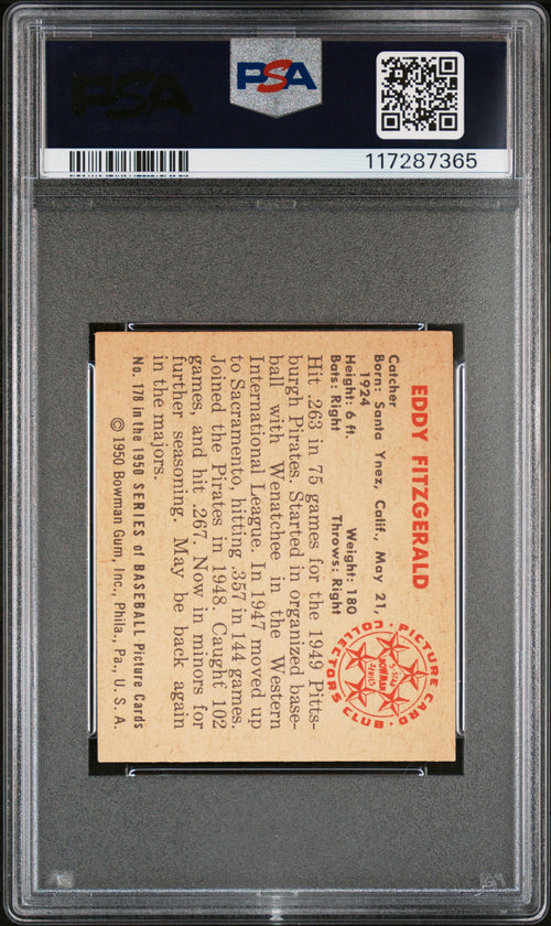 1950 Bowman #178 Eddy Fitzgerald PSA 6