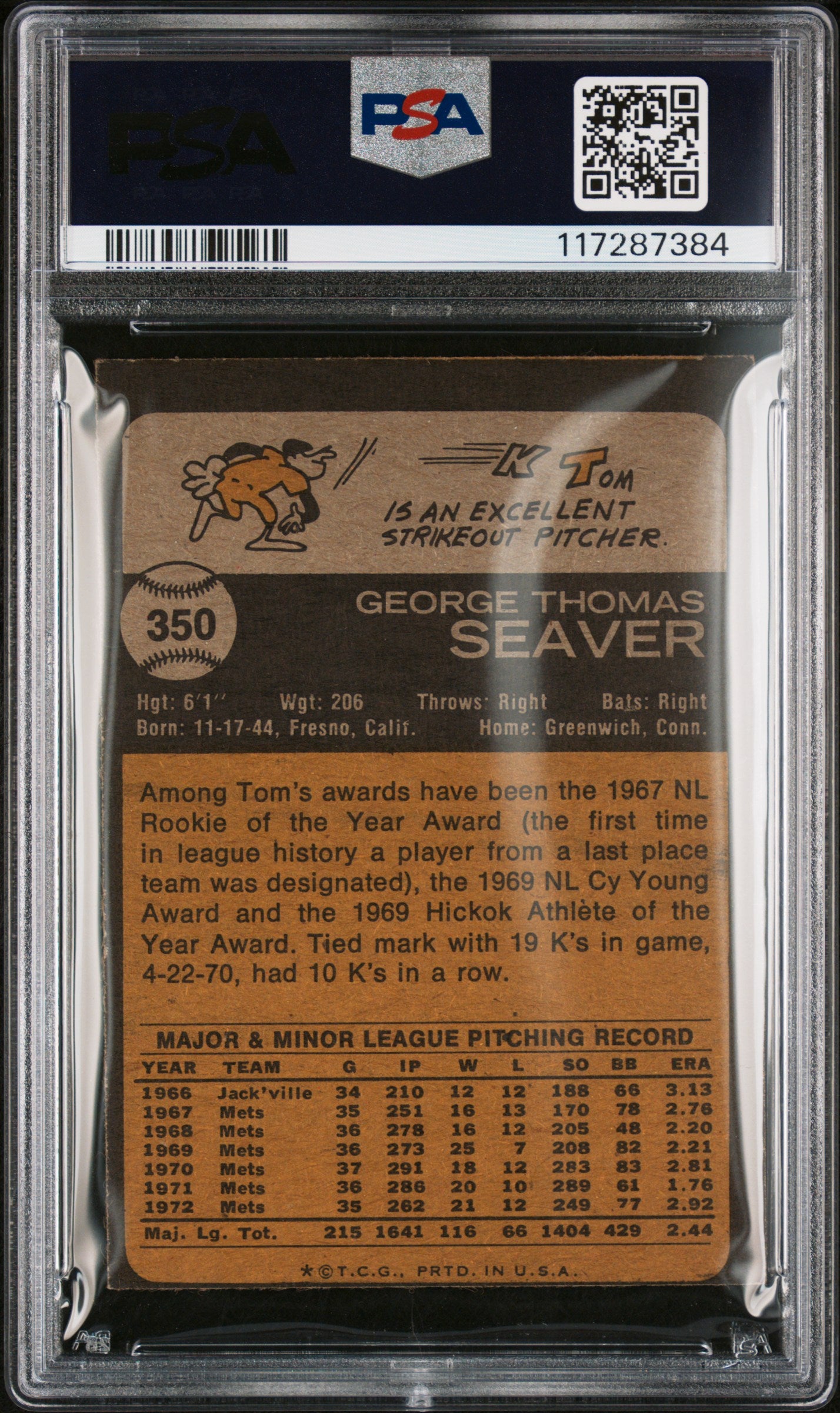 1973 Topps #350 Tom Seaver PSA 4
