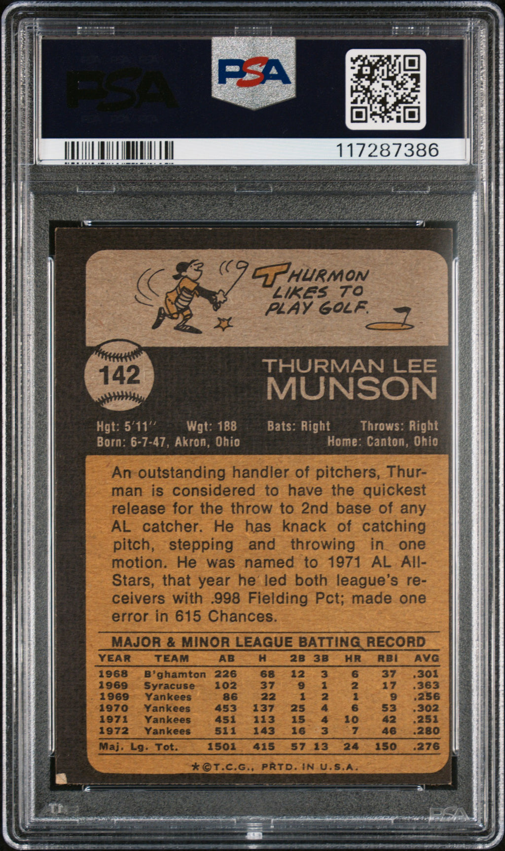 1973 Topps #142 Thurman Munson PSA 6