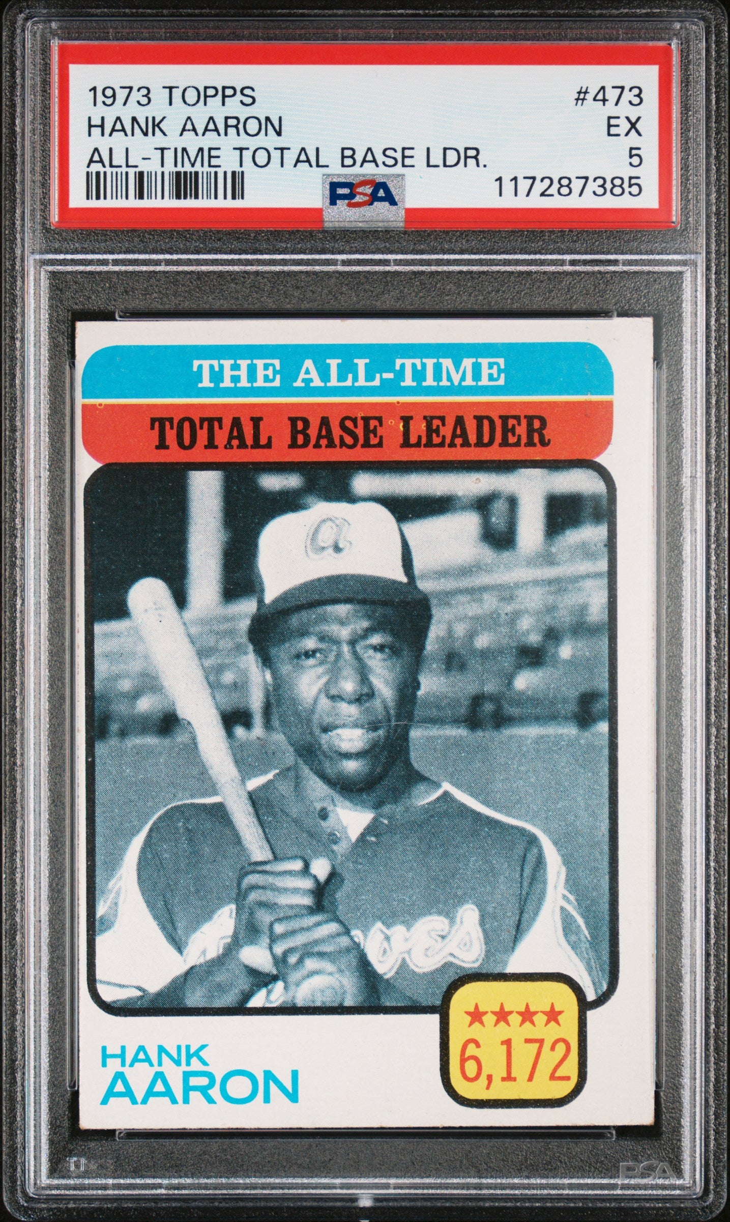 1973 Topps #473 Hank Aaron All-Time Total Base Ldr. PSA 5