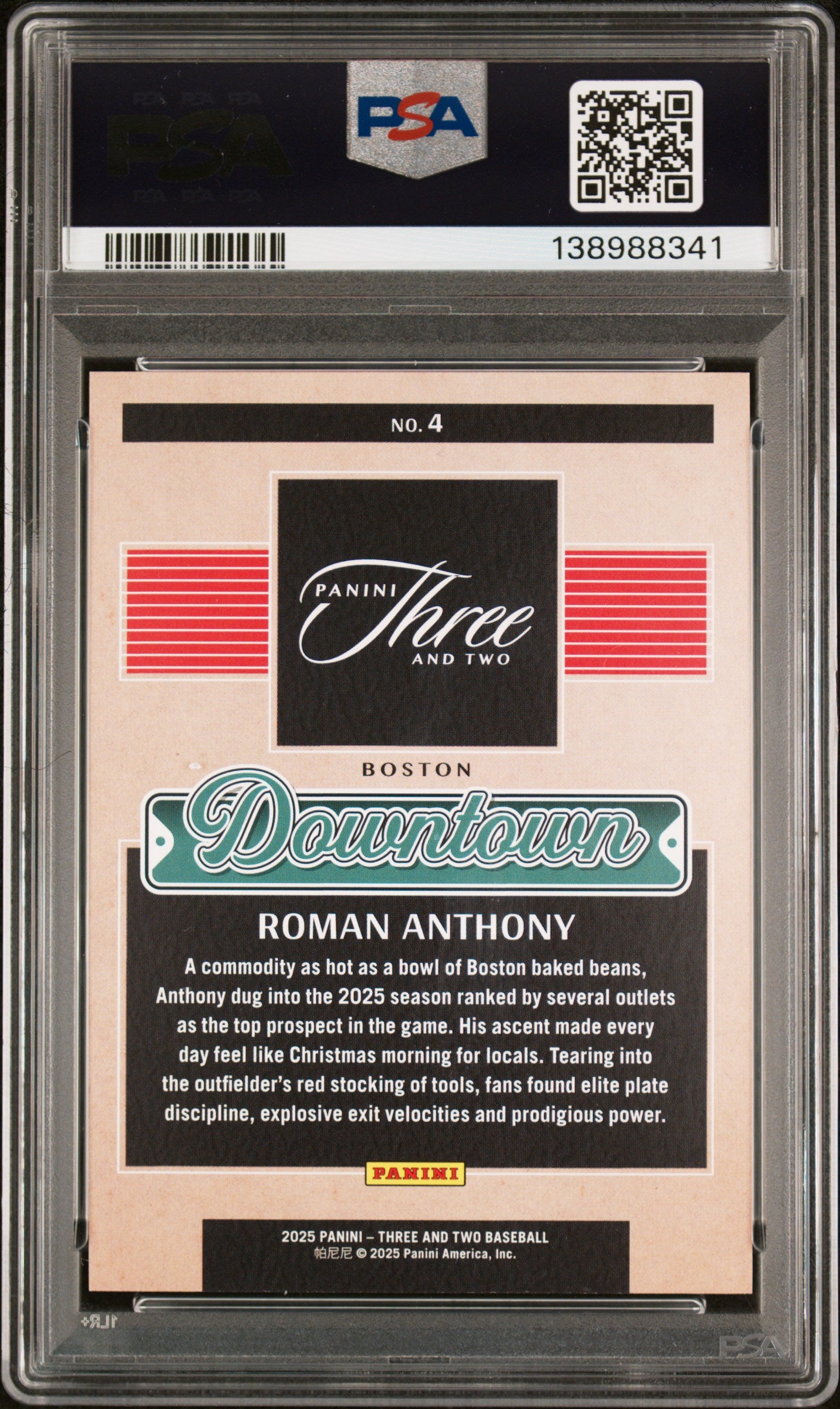 2025 Panini Three And Two Downtown #4 Roman Anthony PSA 10