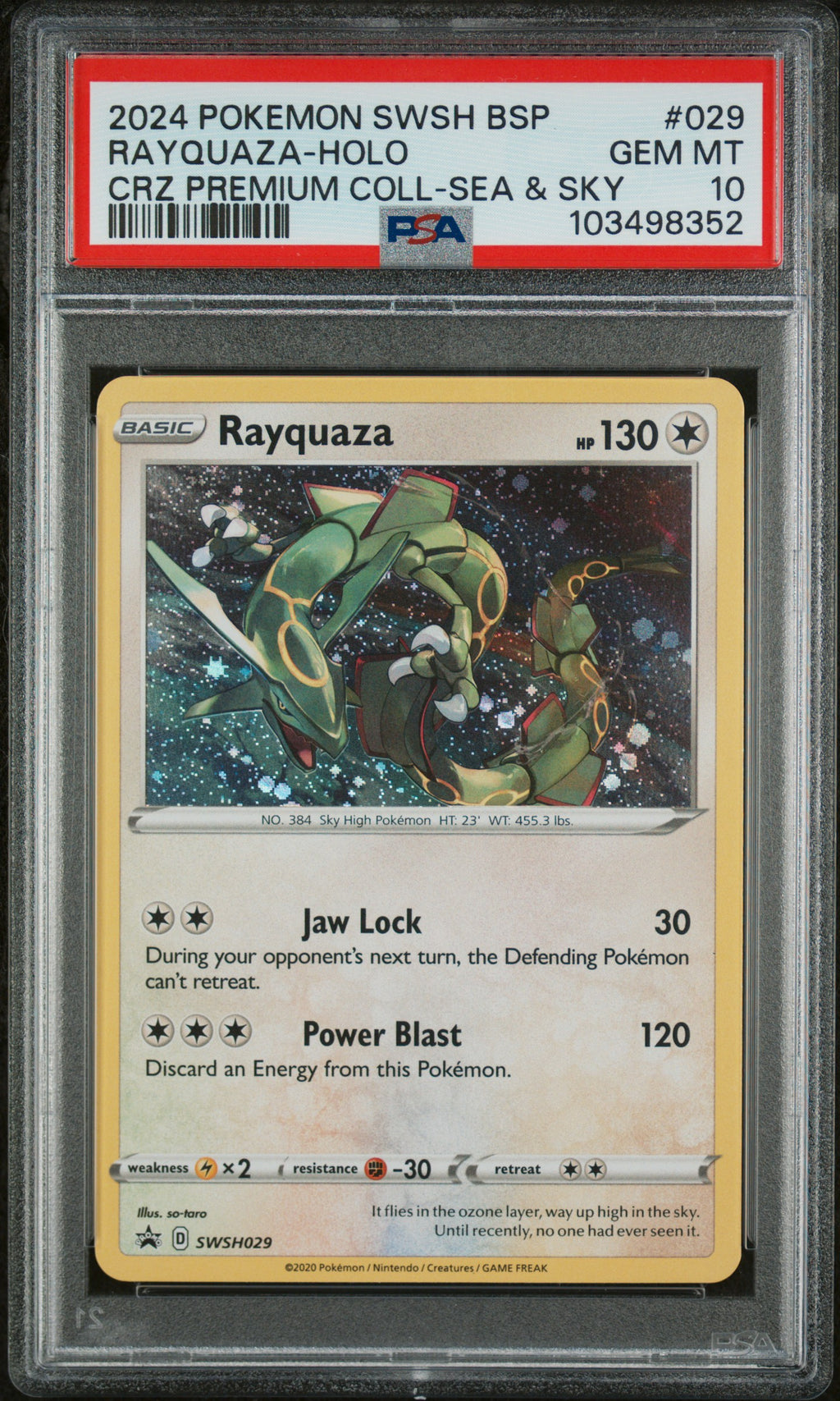 2024 Pokemon Swsh BSP #029 Rayquaza-Holo Crz Premium Coll-Sea & Sky PSA 10