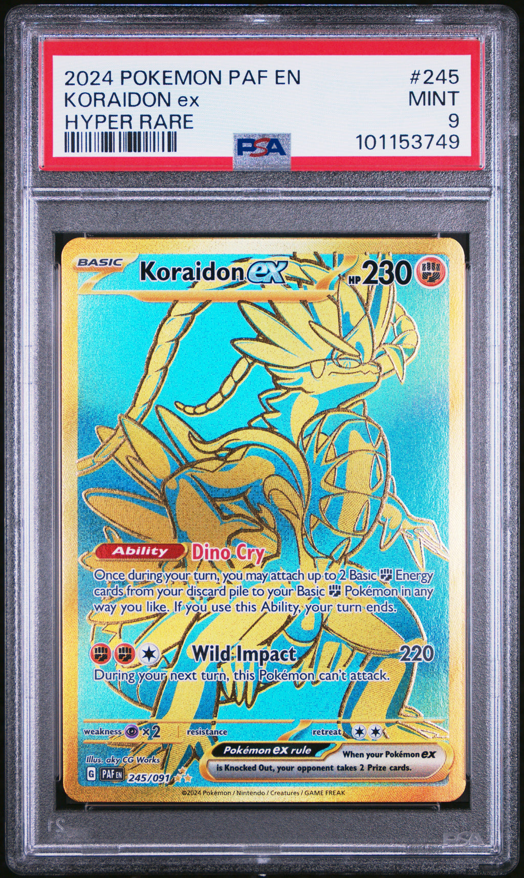 2024 Pokemon Paf En-Paldean Fates #245 Koraidon Ex Hyper Rare PSA 9