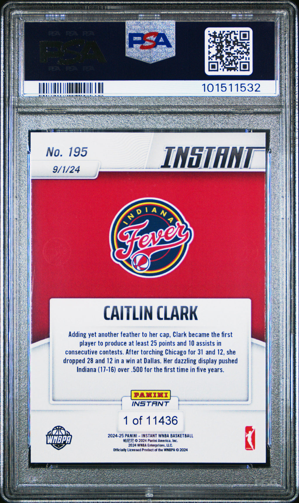 2024 Panini Instant Wnba #195 Caitlin Clark PSA 10