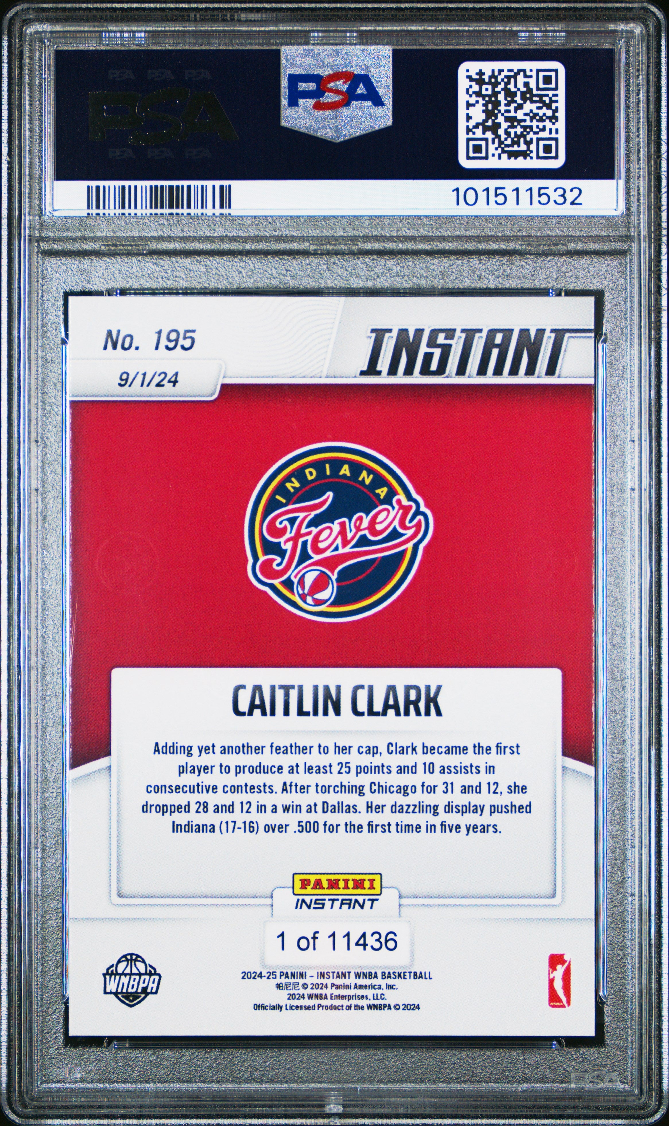 2024 Panini Instant Wnba #195 Caitlin Clark PSA 10