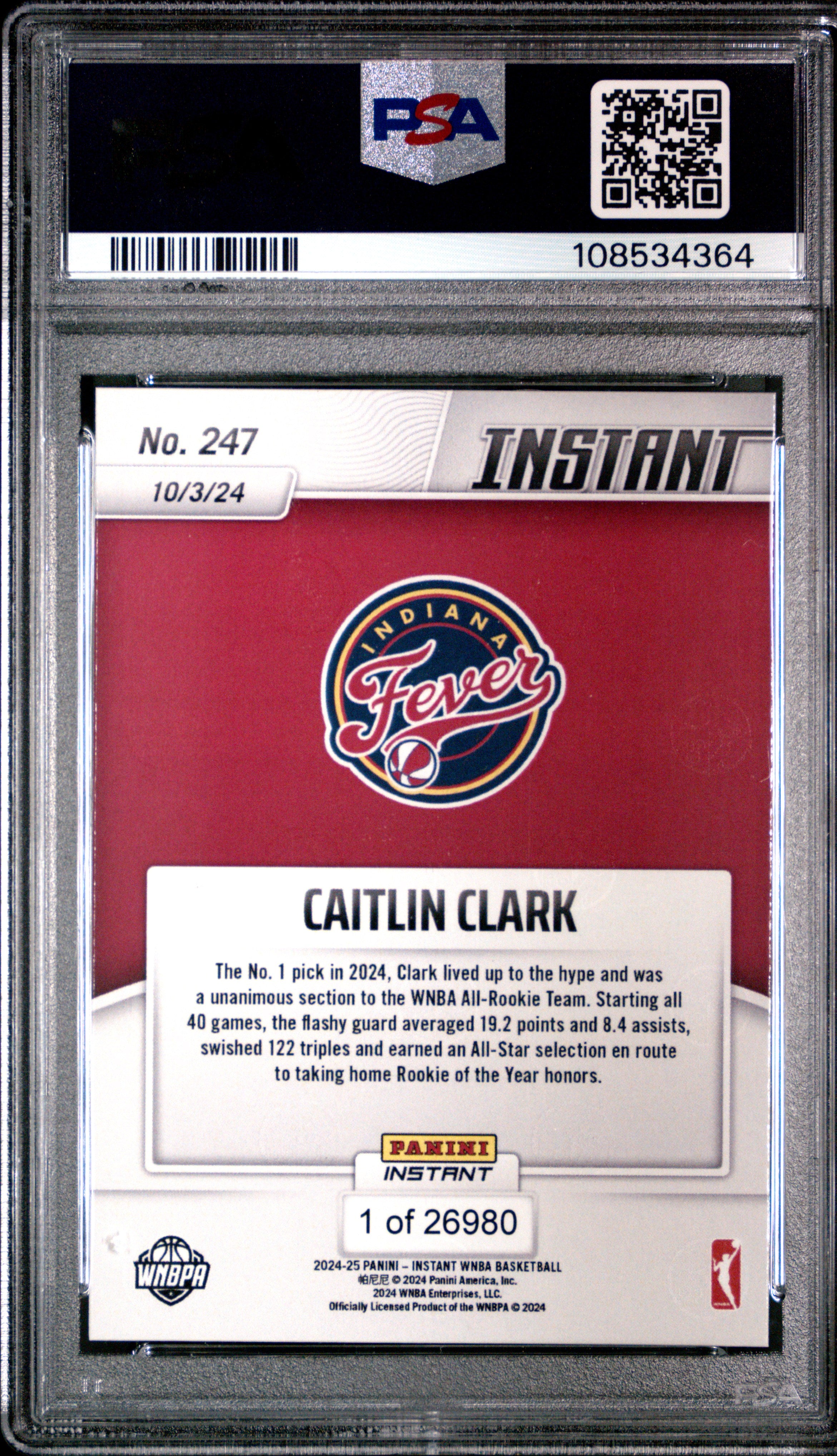 2024 Panini Instant Wnba #247 Caitlin Clark PSA 10