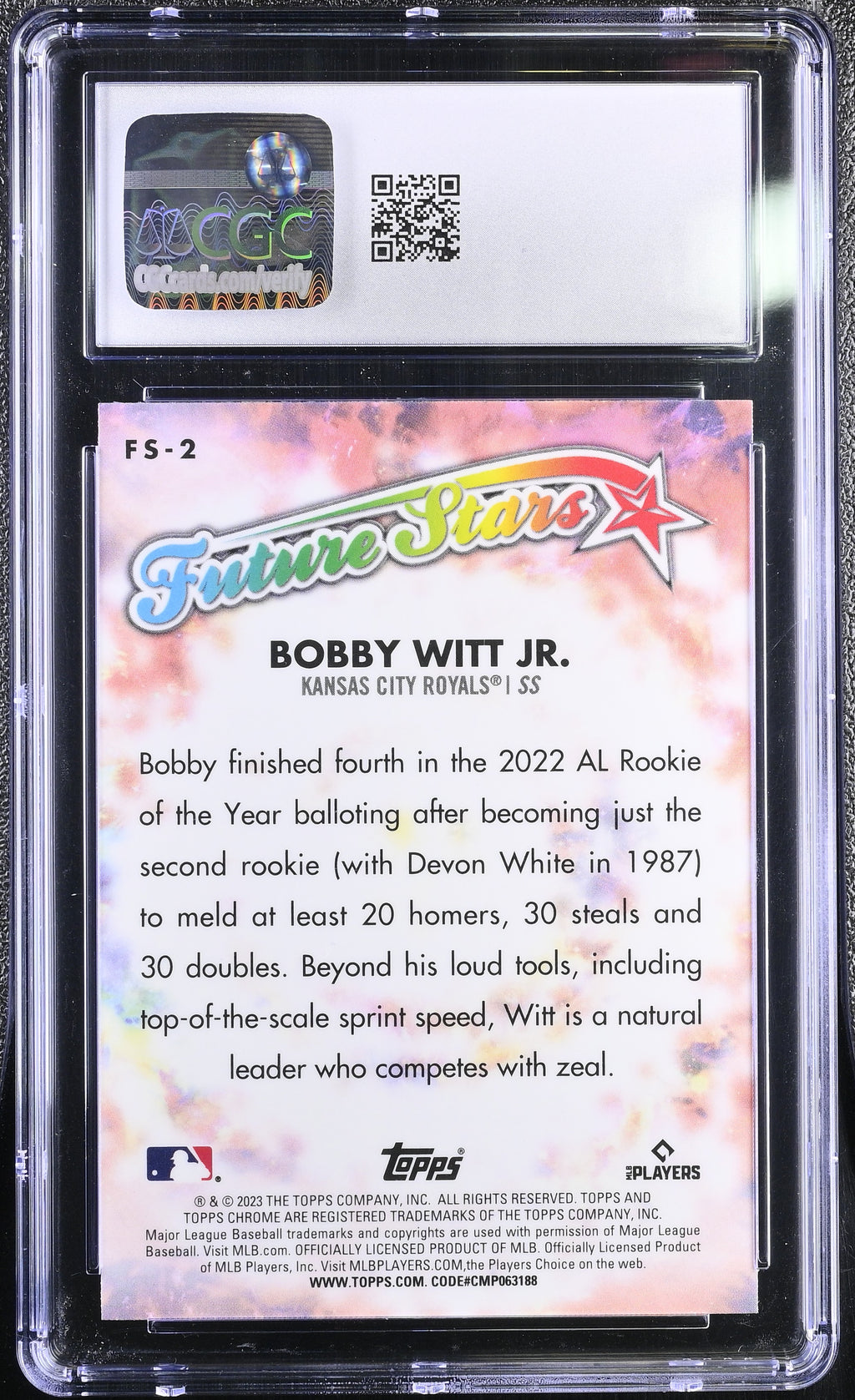 2023 Chrome #FS-2 Bobby Witt Jr. Future Stars CGC 10