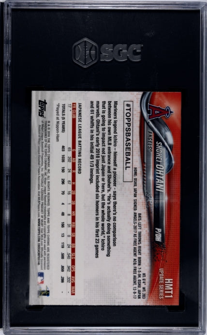 2018 Topps Chrome Update #HMT1 Shohei Ohtani SGC 10