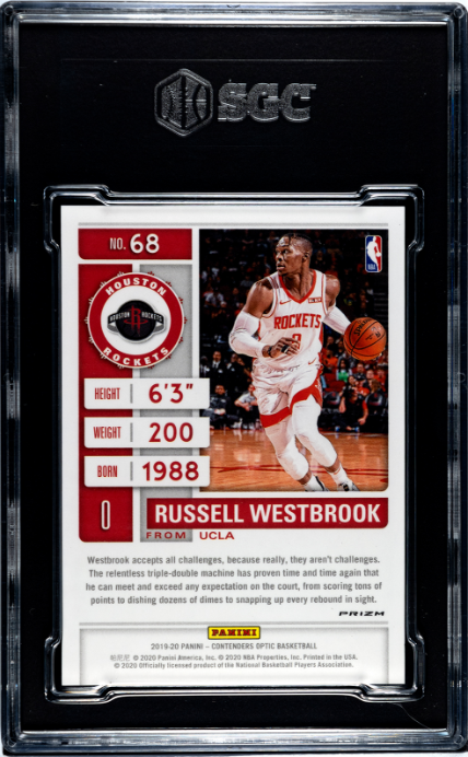 2019-20 Panini Contenders Optic #68 Russell Westbrook Red Wave Prizm SGC 9.5
