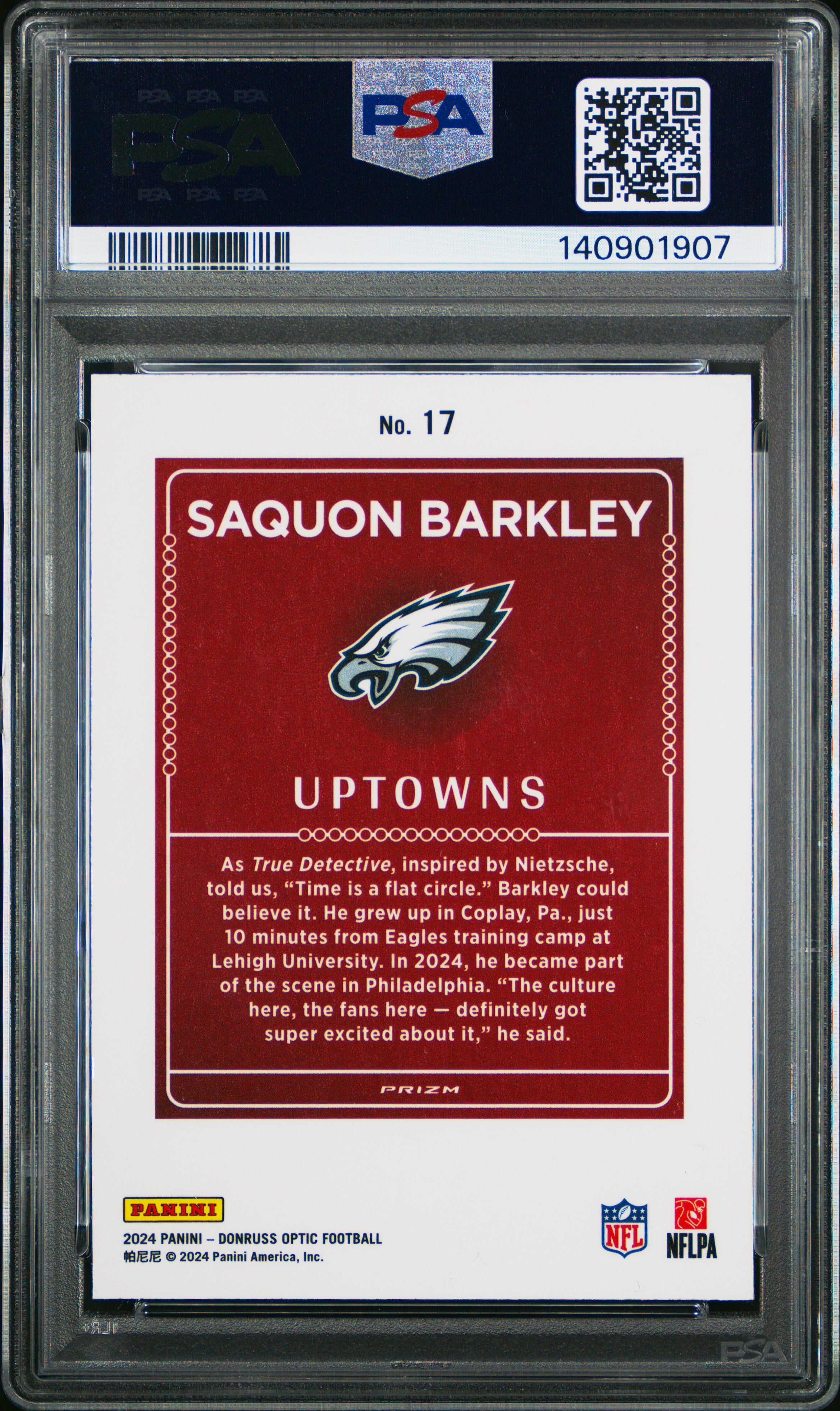 2024 Panini Donruss Optic Uptowns #17 Saquon Barkley PSA 8