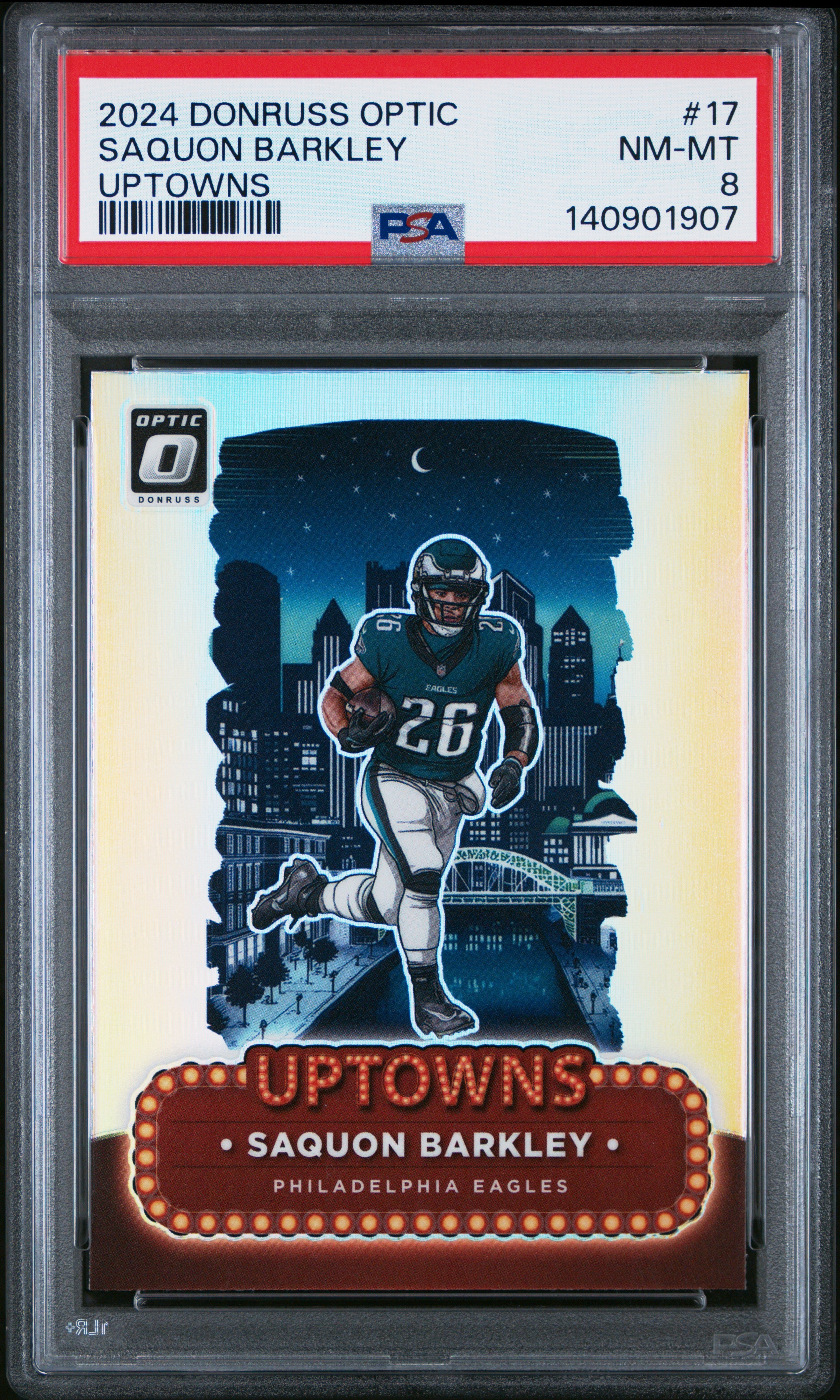 2024 Panini Donruss Optic Uptowns #17 Saquon Barkley PSA 8