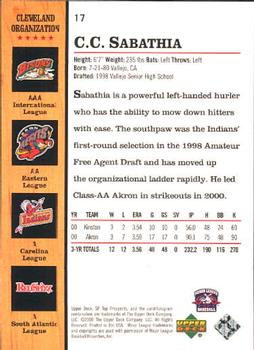 2001 SP Top Prospects #17 C.C. Sabathia PSA 10